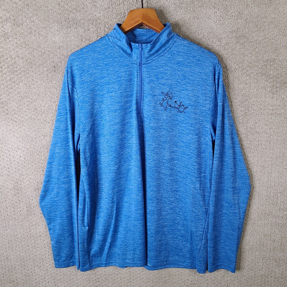 Leslie Jordan Pullover Mens XL Blue Heather Marquis 1/4 Zip Performance Olaf Dog